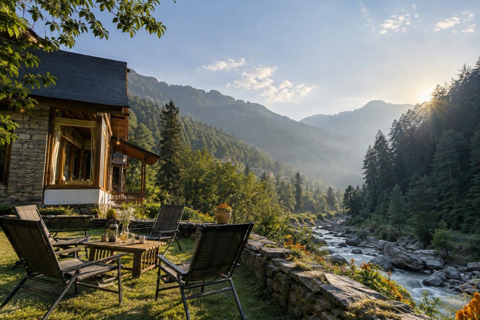 A peaceful weekend getaway in Himachal Pradesh, featuring a cosy mountain homestay, misty green hills and a quiet setting for travellers looking to unwind.
