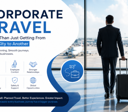 Business professionals travelling together for a corporate trip