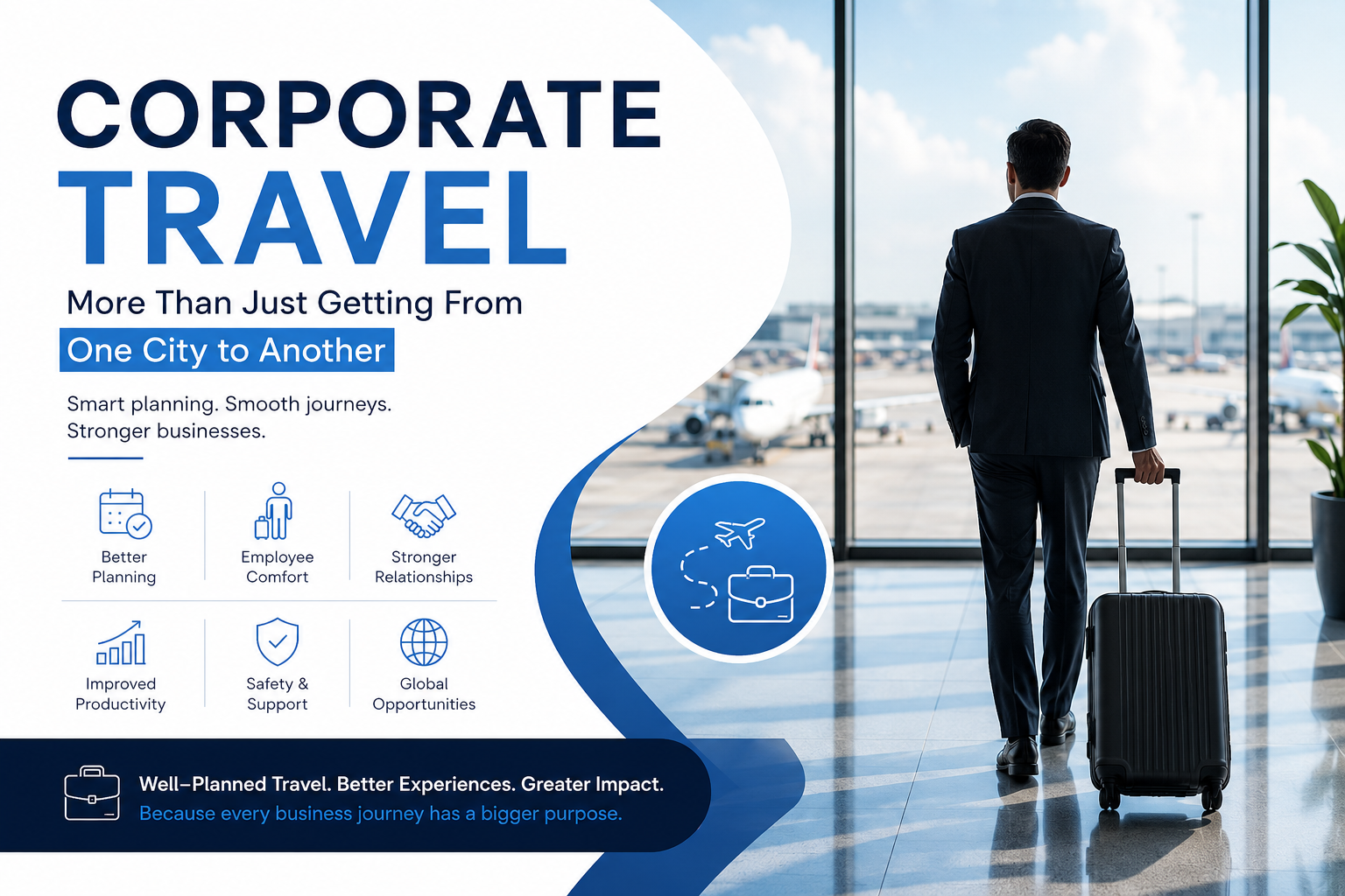 Business professionals travelling together for a corporate trip